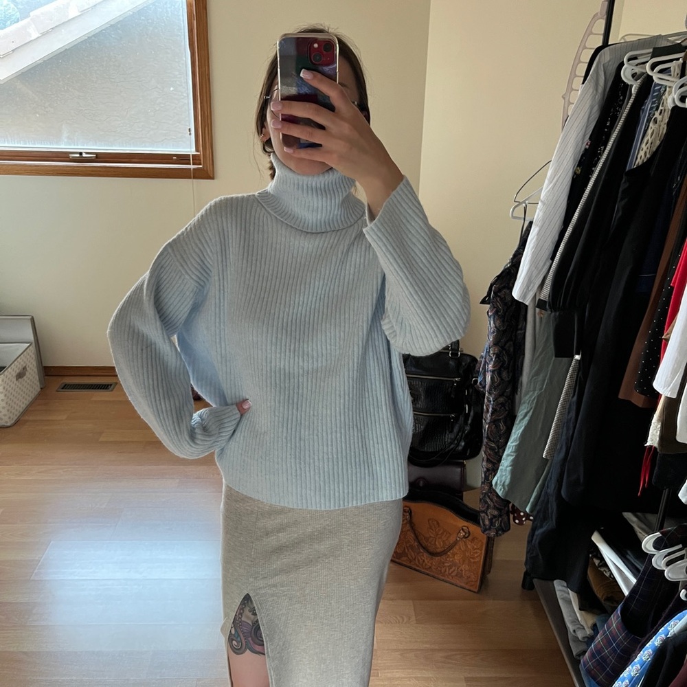 H&M Soft Light Blue Turtleneck Sweater